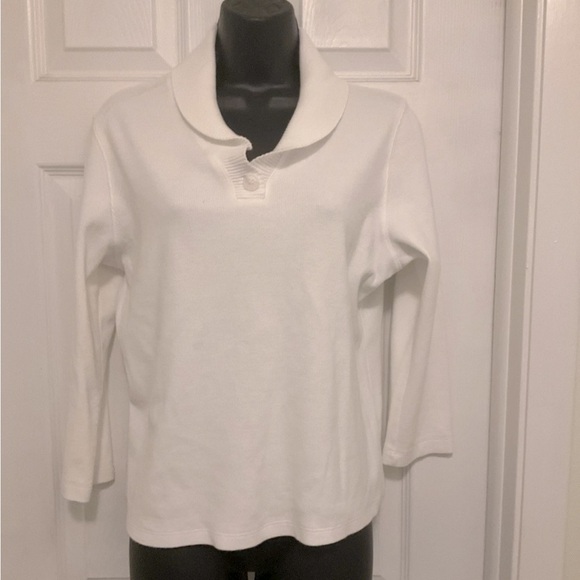 RAFAELLA Women’s White Pullover Collared Sweater Size Large - Picture 1 of 6